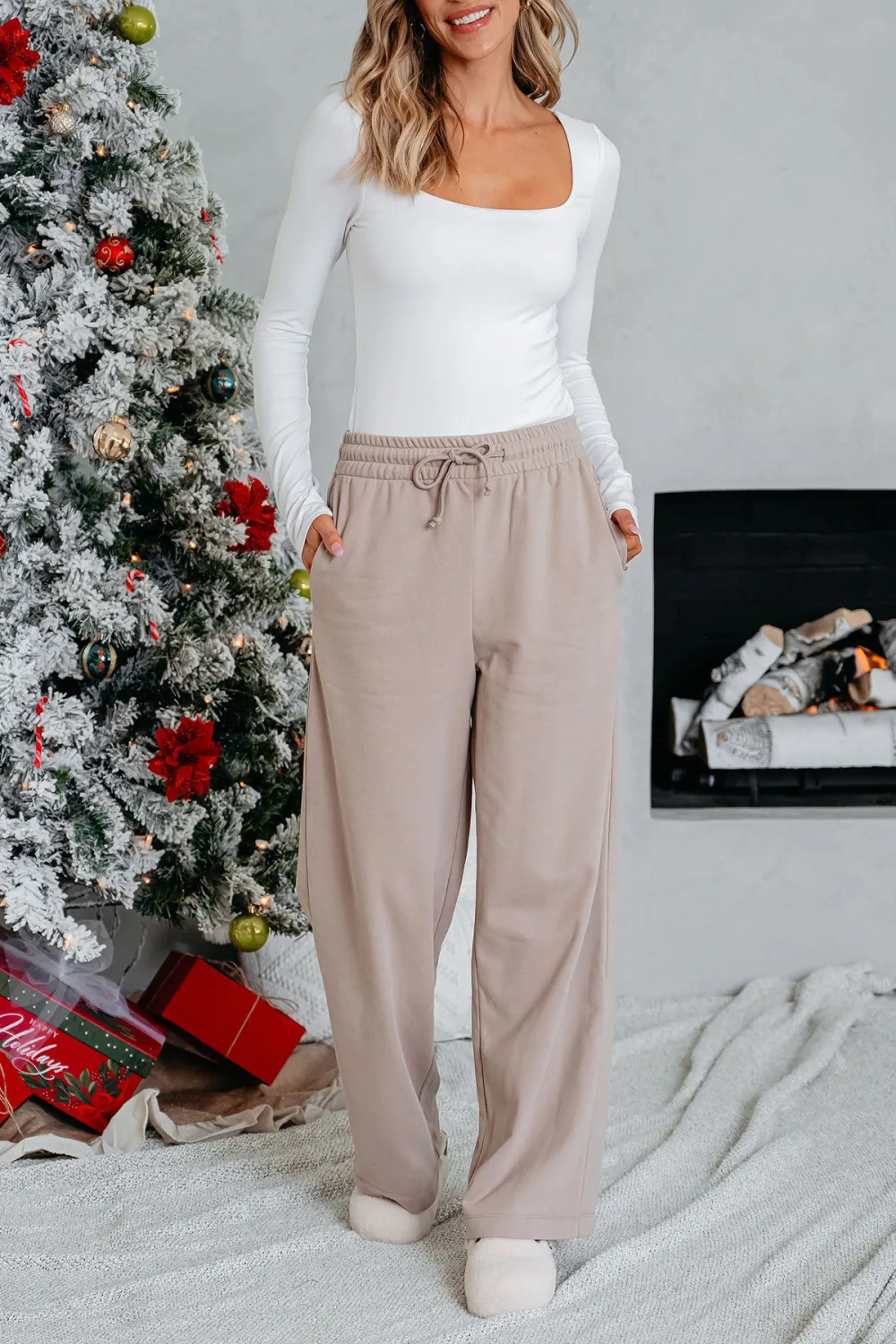 Comfort Lounge Mocha Wide Leg Sweatpants