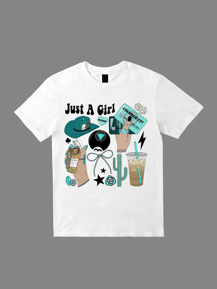 just a girl Doodle Graphic T-shirt