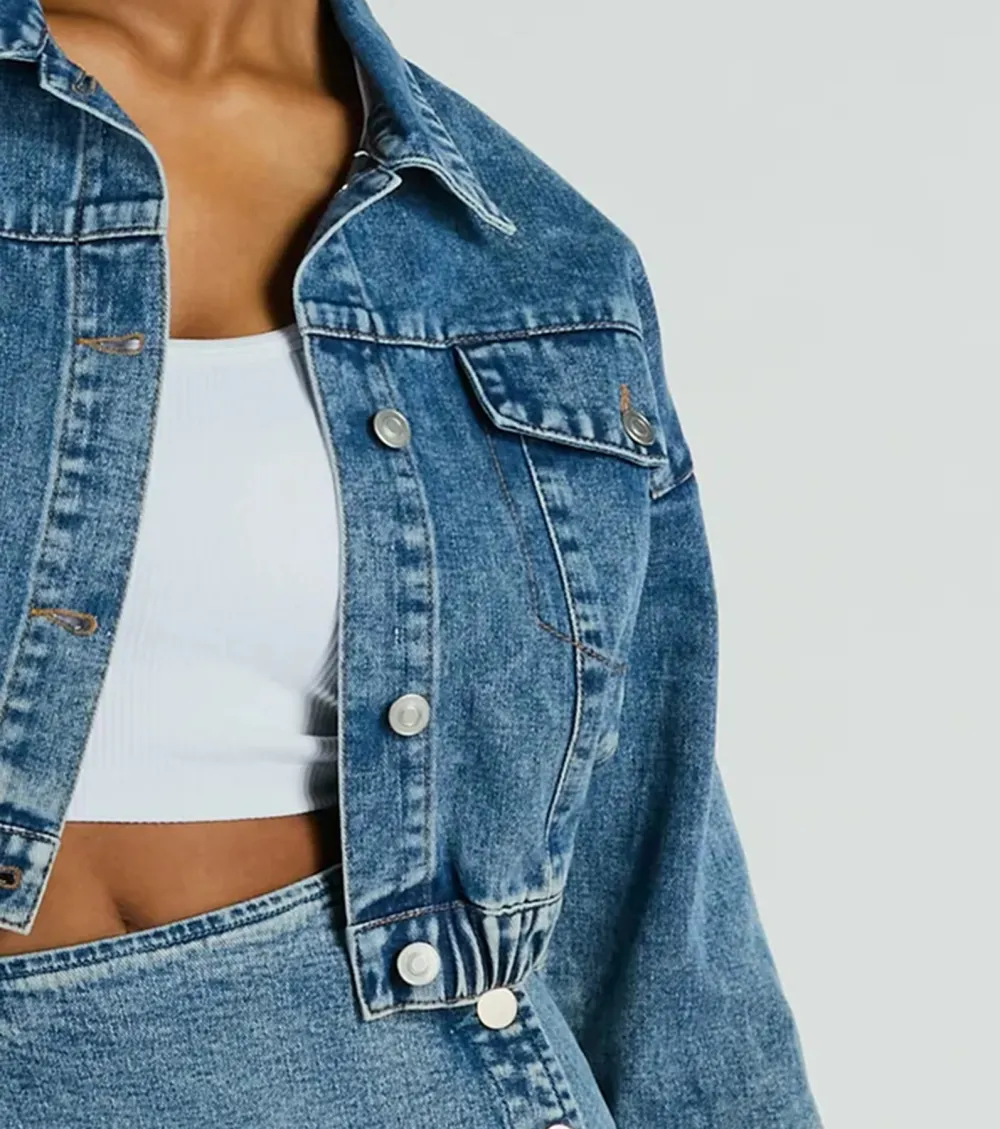 On My Way Trucker Crop Denim Jacket