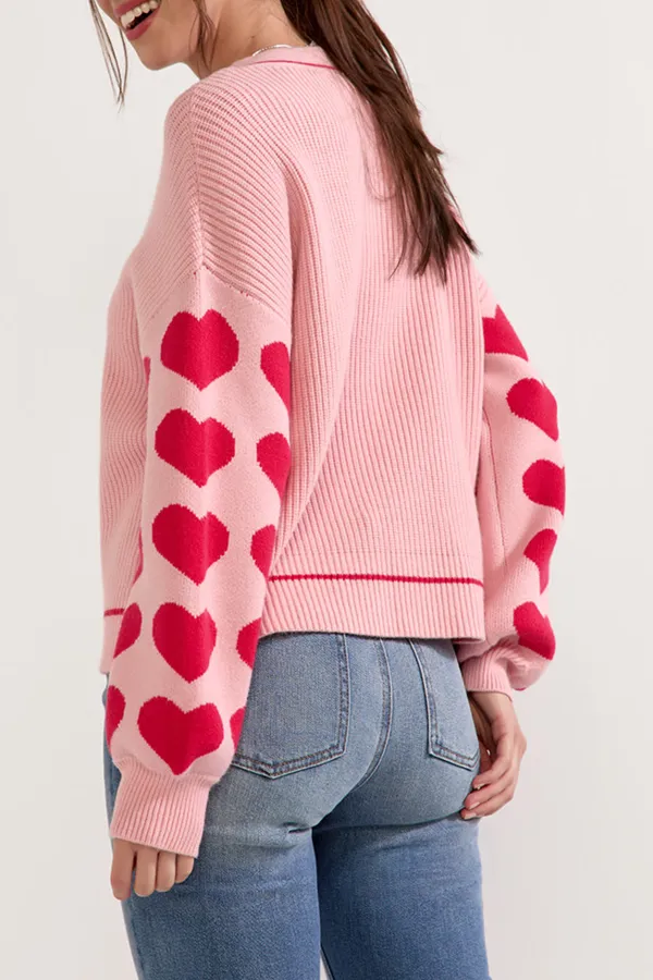 Deloris Heart Sleeve Pullover Sweater