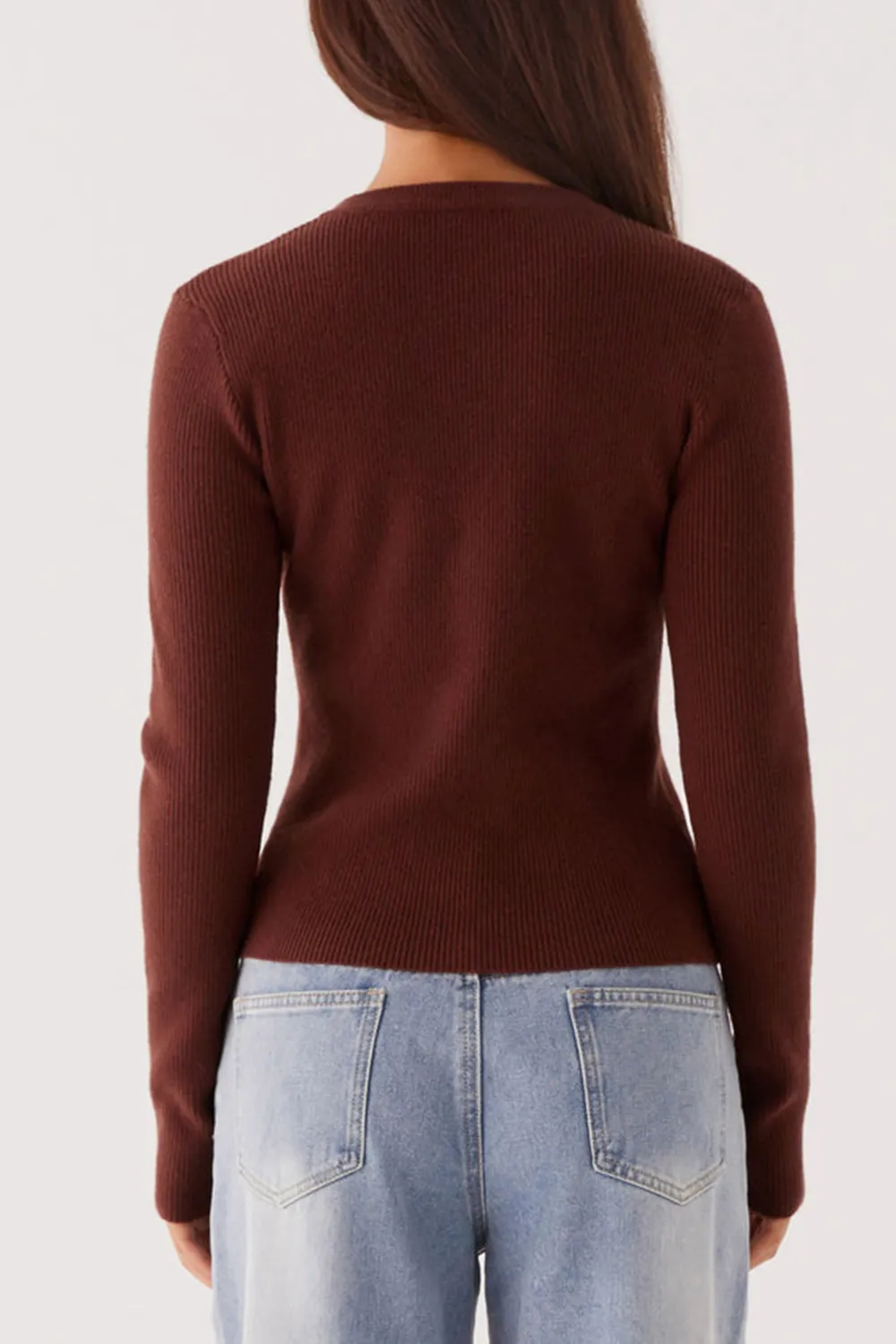 Rubi Knit Long Sleeve Top - Chocolate