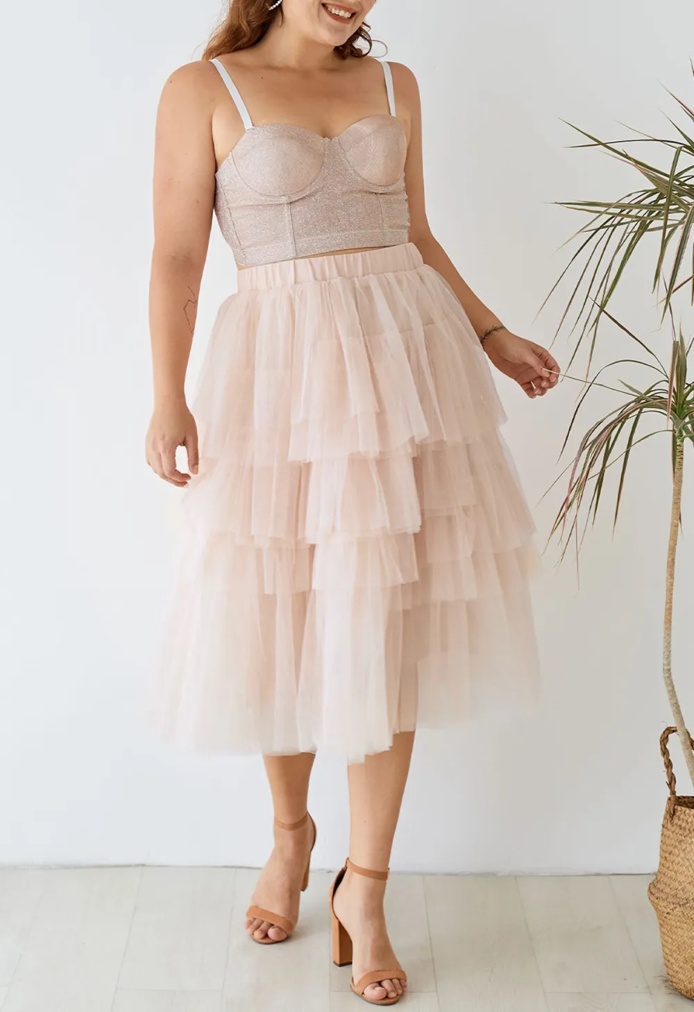 LOVE ME MORE LAYERED TULLE SKIRT IN NUDE PINK