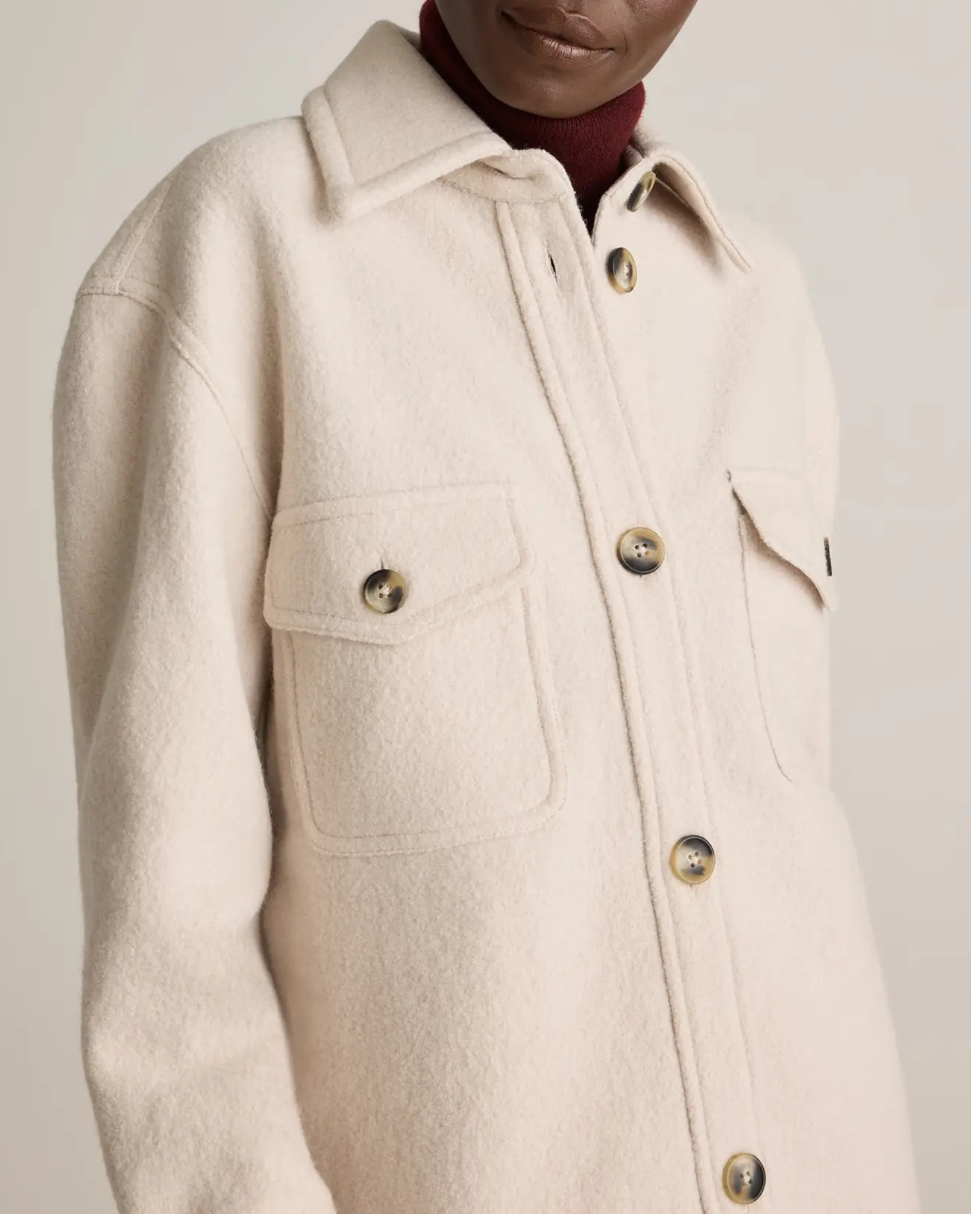 Button Front Long Shirt Jacket