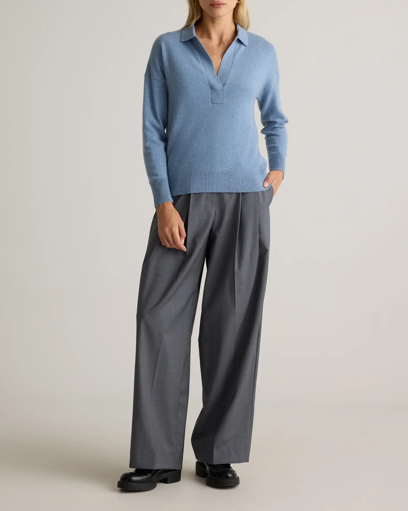 Mongolian Cashmere Polo Sweater