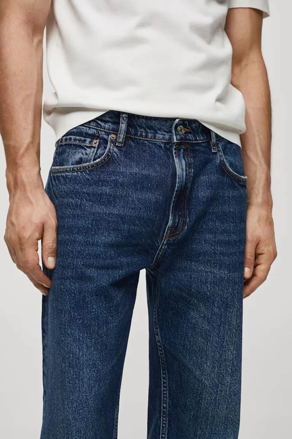 Regular-fit medium-wash jeans