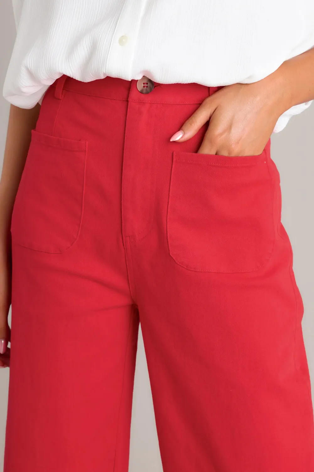 SLEEK SILHOUETTE RED WIDE LEG JEANS