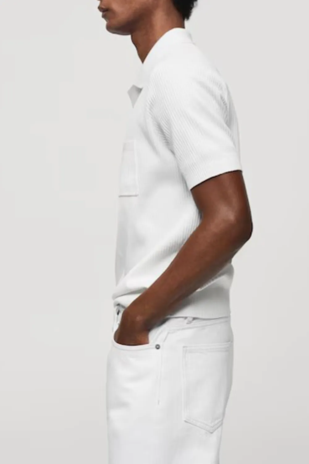 Short-sleeved ribbed polo shirt