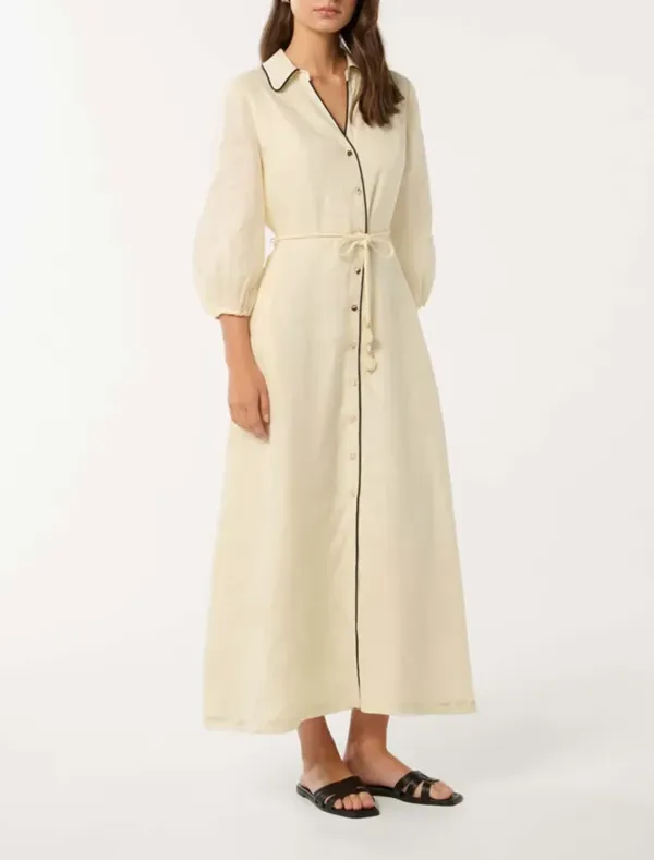 Tabitha Contrast Linen Midi Dress