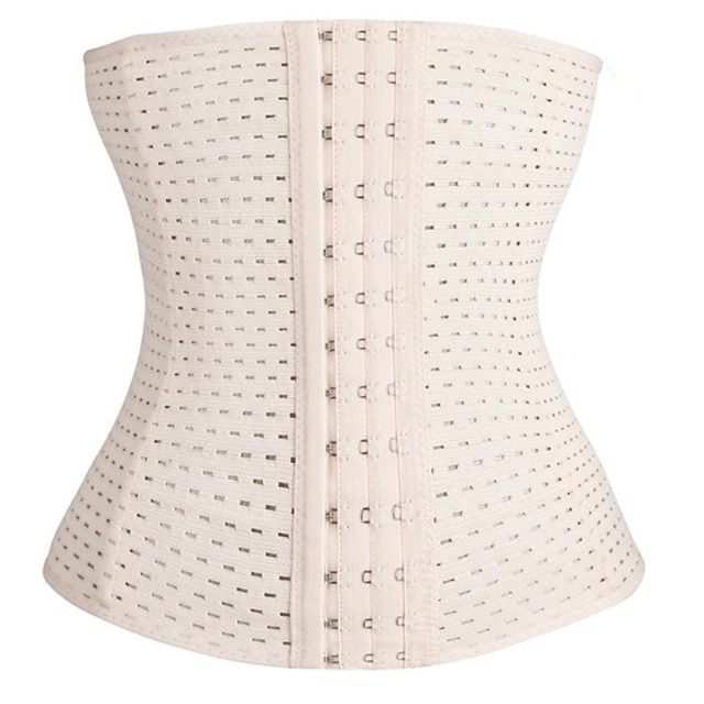 Corset Women's Waist Trainer Shapewears Office Running Gym Yoga Plus Size Creamy-white Black Brown Sport Breathable Hook & Eye Tummy Control Push Up Front Close Solid Color Summer Spring Fall