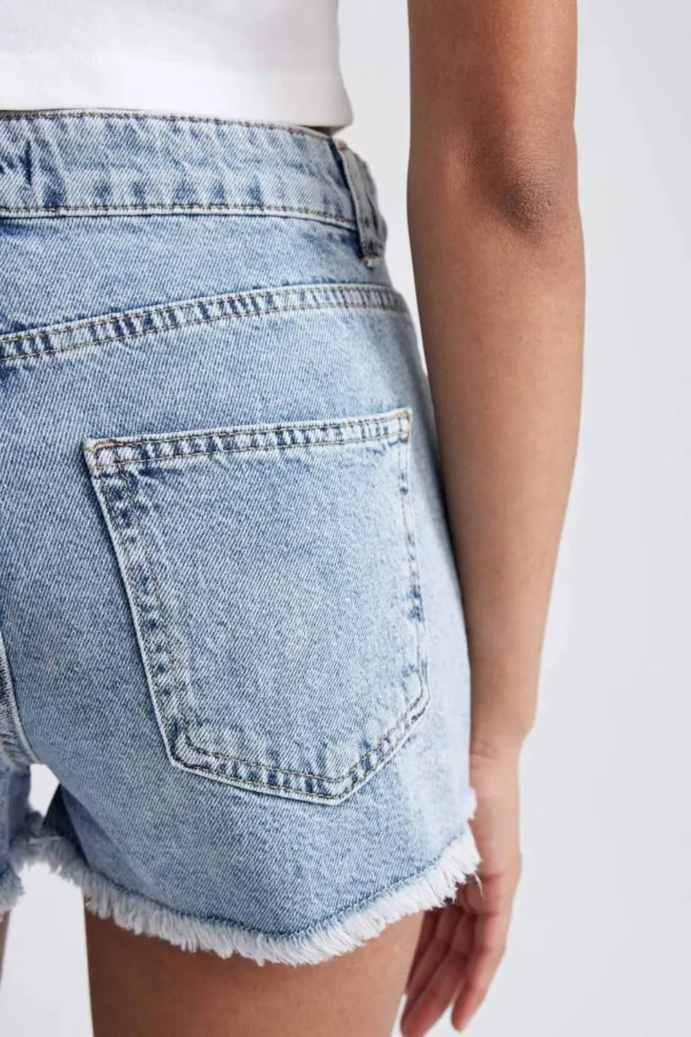 High Waist Crop-Tip Jean Shorts