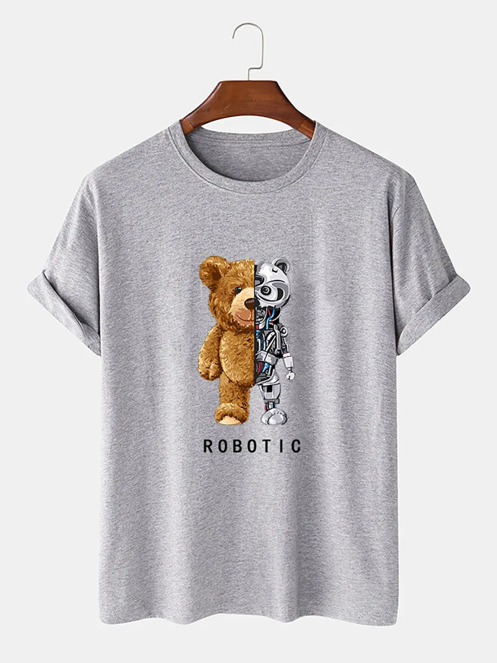 Robot Bear Funny Graphic Cotton T-Shirts