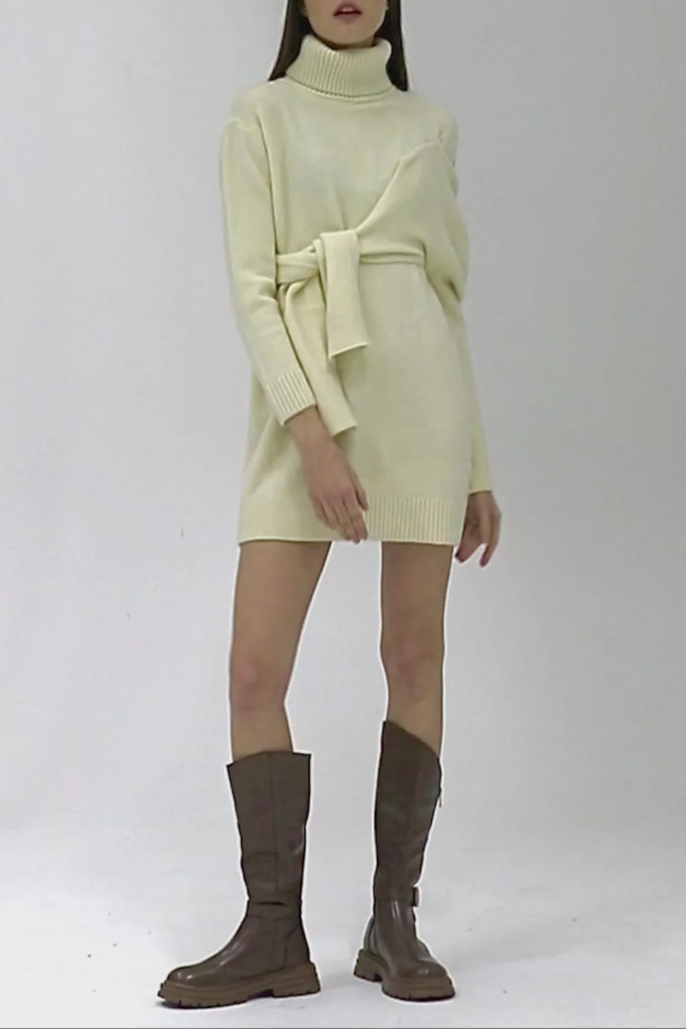 Victoria Tie Front Sweater Dress