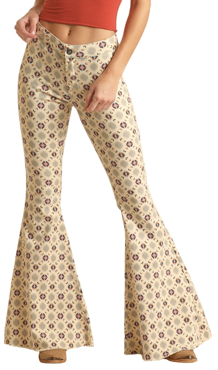 Bargain Bells High Rise Stretch Desert Print Pull-On Flare Jeans