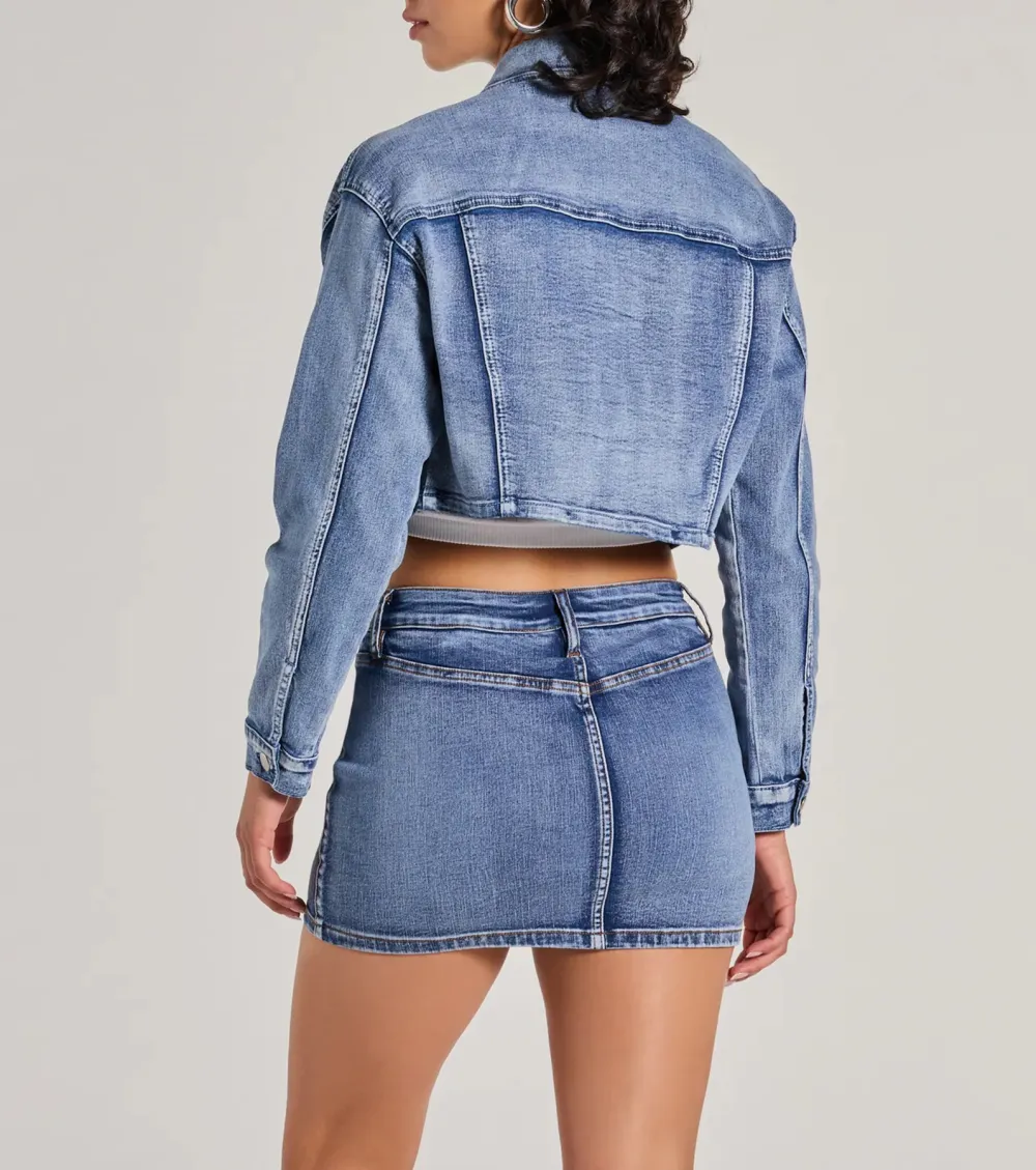 Trendy Classic Cropped Denim Jacket