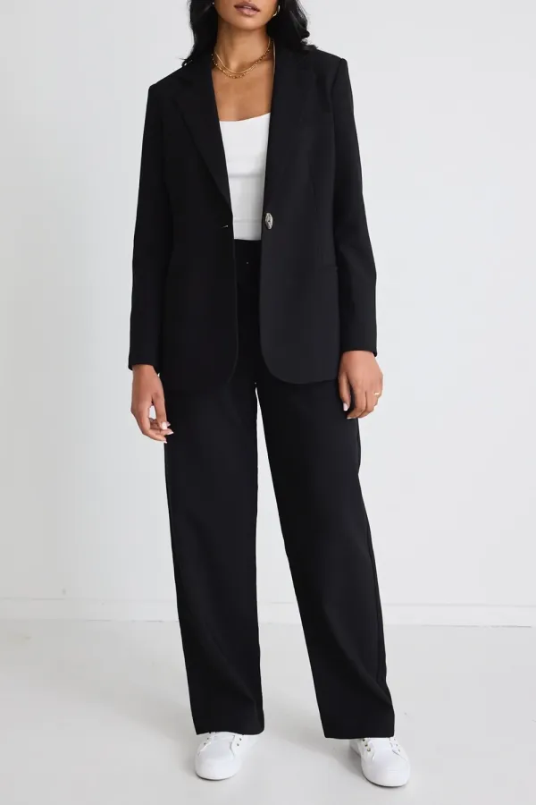 Enough Black Textured Fitted Blazer