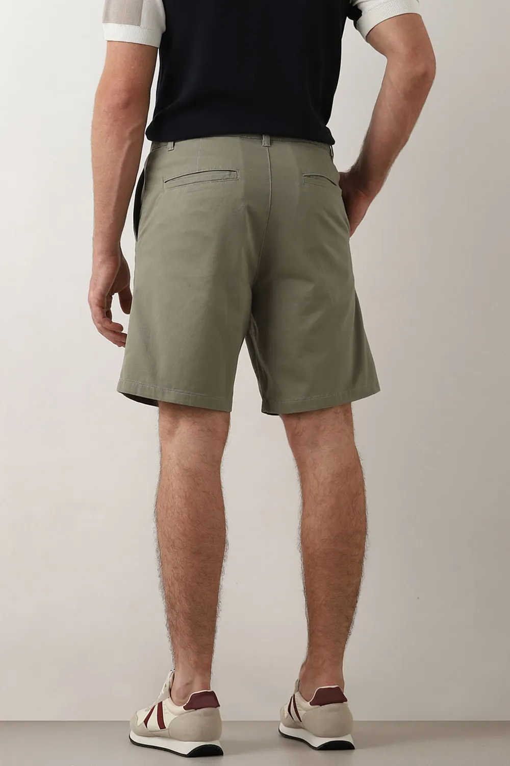 Off-White Mid Rise Cotton Chino Shorts