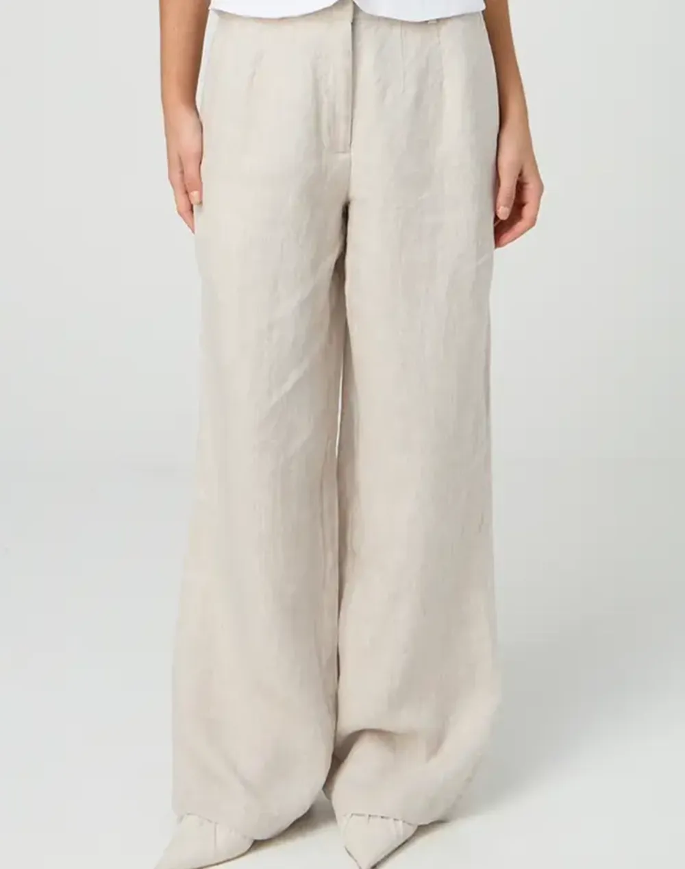 Linen Pleat Wide Leg Pant