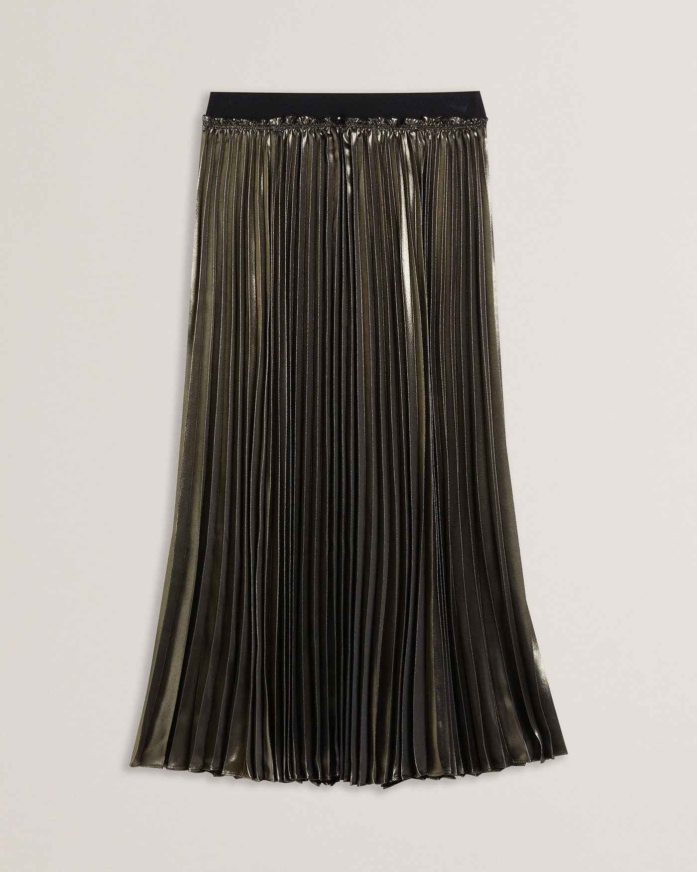 Kese Metallic Pleated Midi Skirt Gold