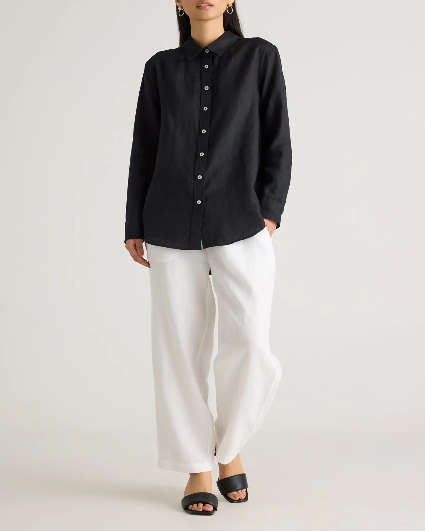 Slight Stretch 100% European Linen Long Sleeve Shirt