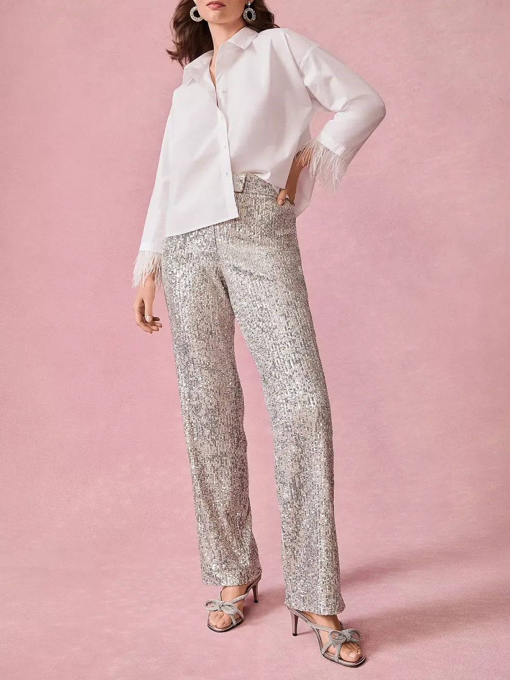 Sequin Straight Pants