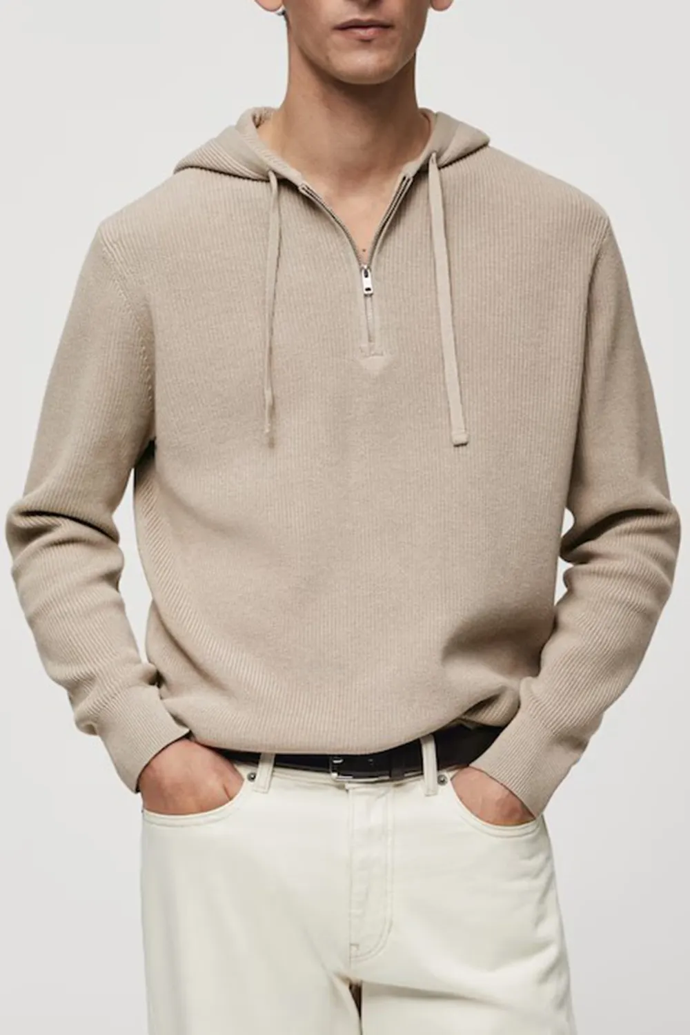 Hooded knit sweatshirt