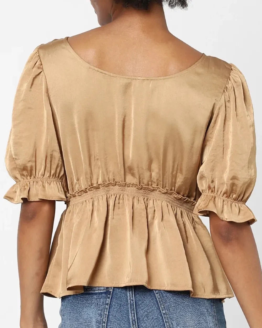 Brown Peplum Crop Top