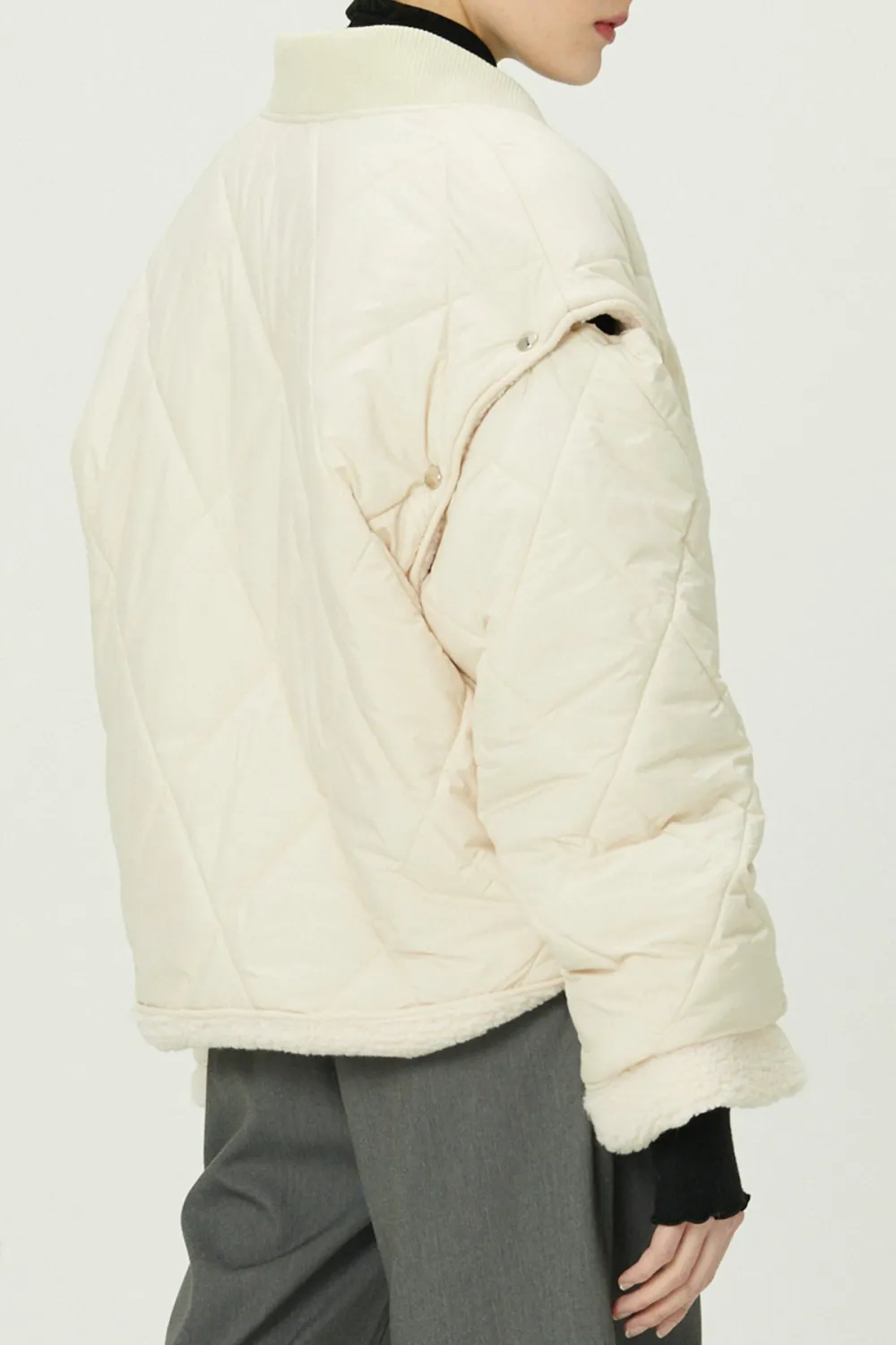 Eileen Quilted Sherpa Coat w/Detachable Sleeve