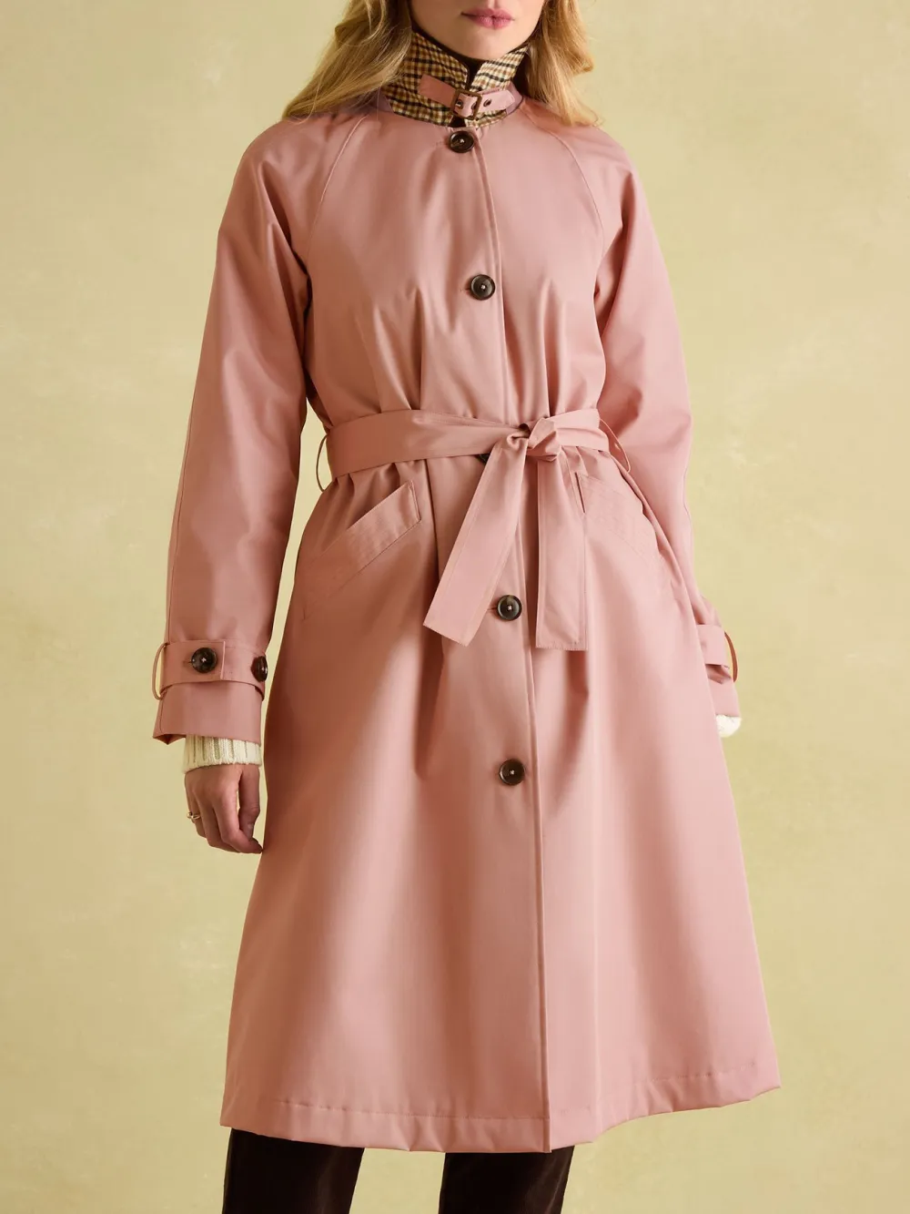 Epwell Pink Waterproof Belted Trench Coat