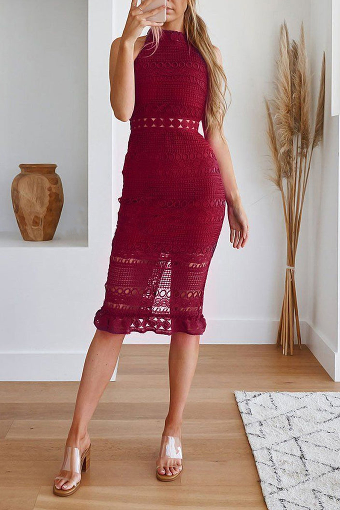 Rivers Midi Dress (Wine)