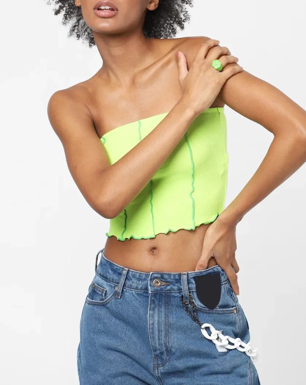 Yellow Off Shoulder Crop Top