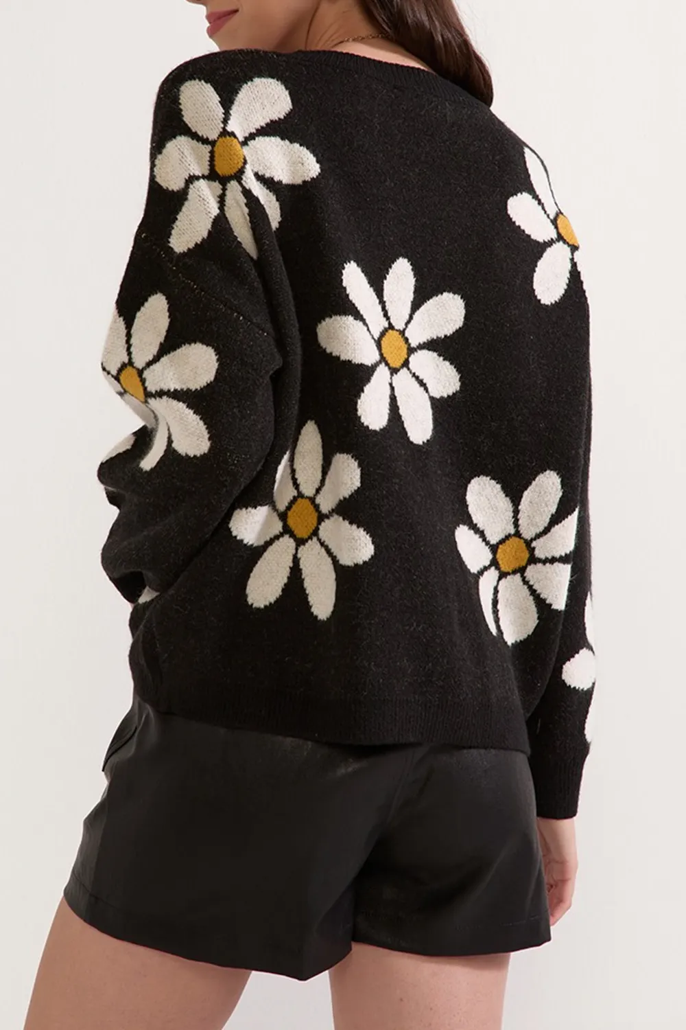 Matilda Pearl Daisy Pattern Pullover Sweater