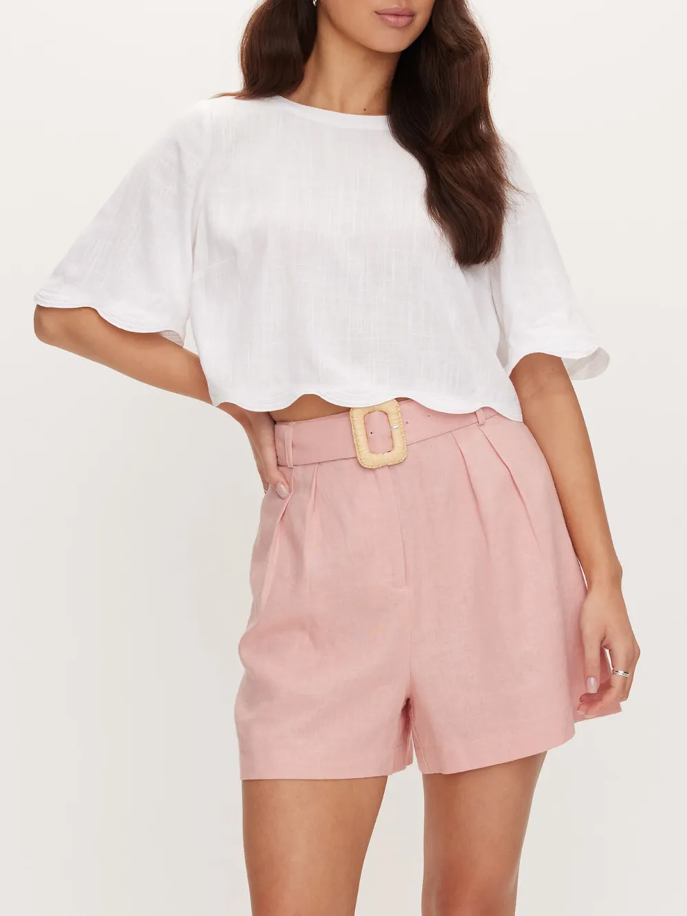 Goldie Linen Blend Belted Short