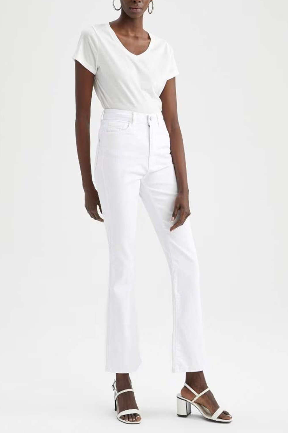 High Waist Flared Gabardine Trousers