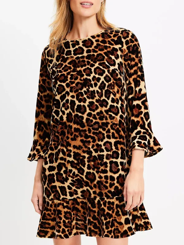 Leopard Print Flounce Mini Dress