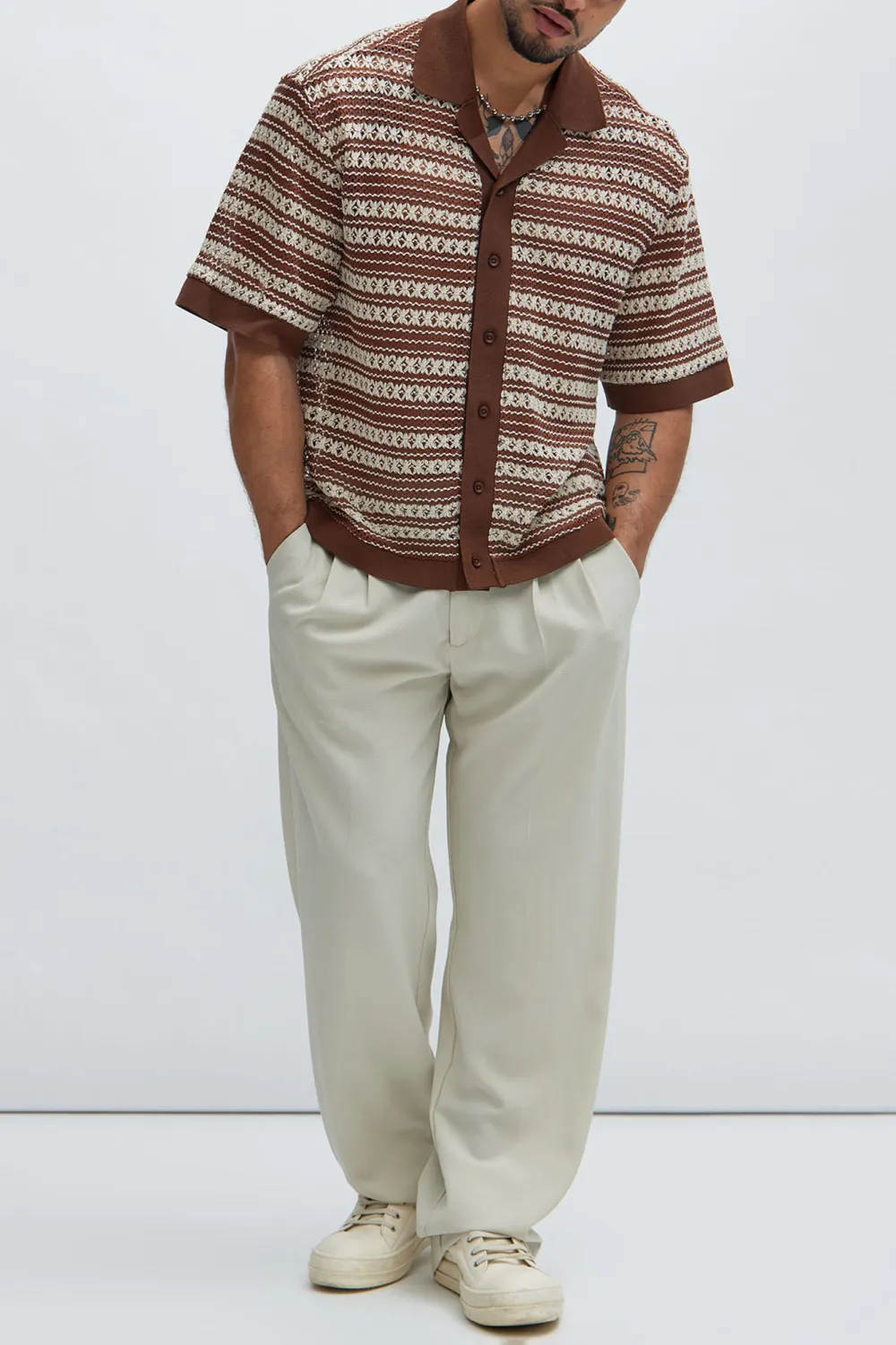 Mario Textured Shirt - Brown/combo