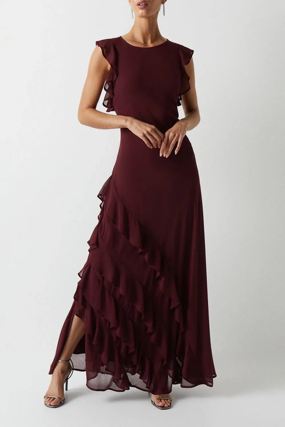 Mega Ruffle Georgette Bridesmaids Maxi Dress