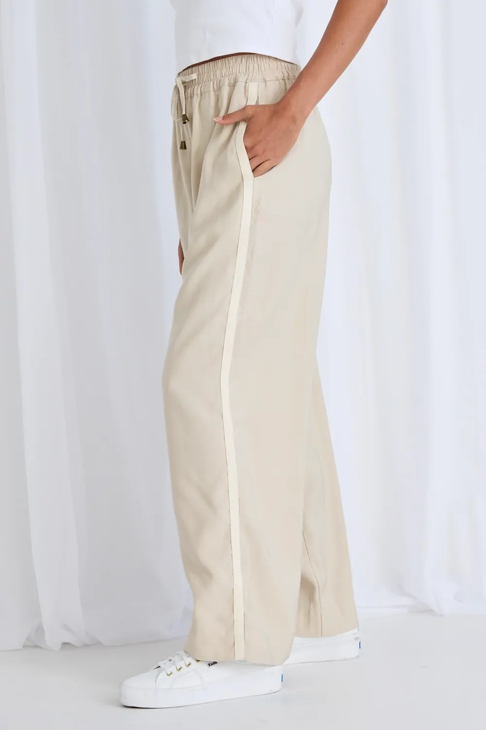 Townie Sand Stripe Side Tape Wide Leg Pants