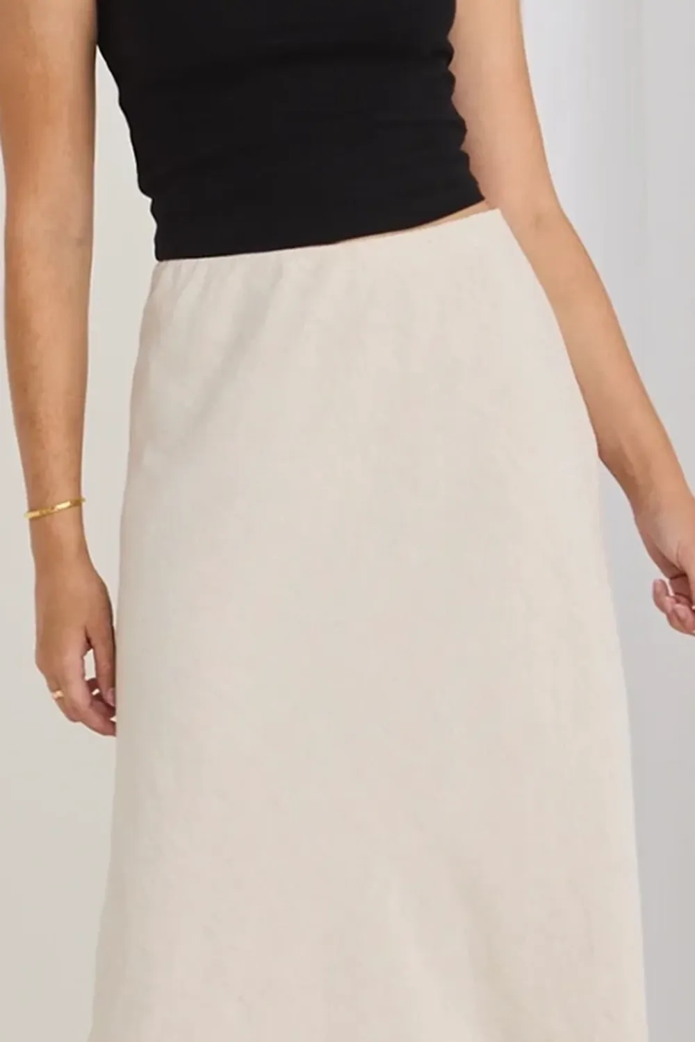 Lagos Natural Linen Floaty Bias Cut Maxi Skirt