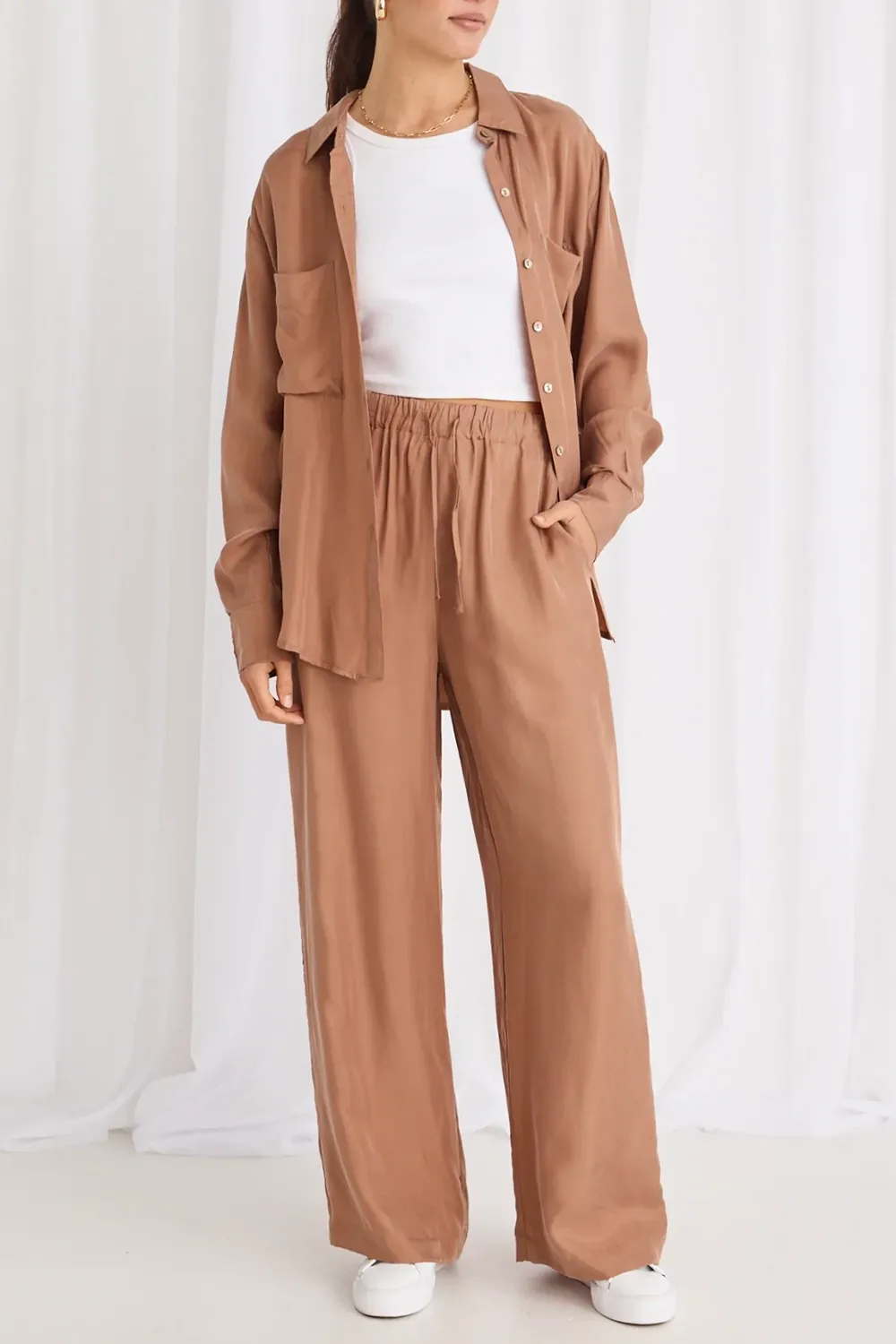 Tidal Mocha Luxury Blend Oversized Shirt