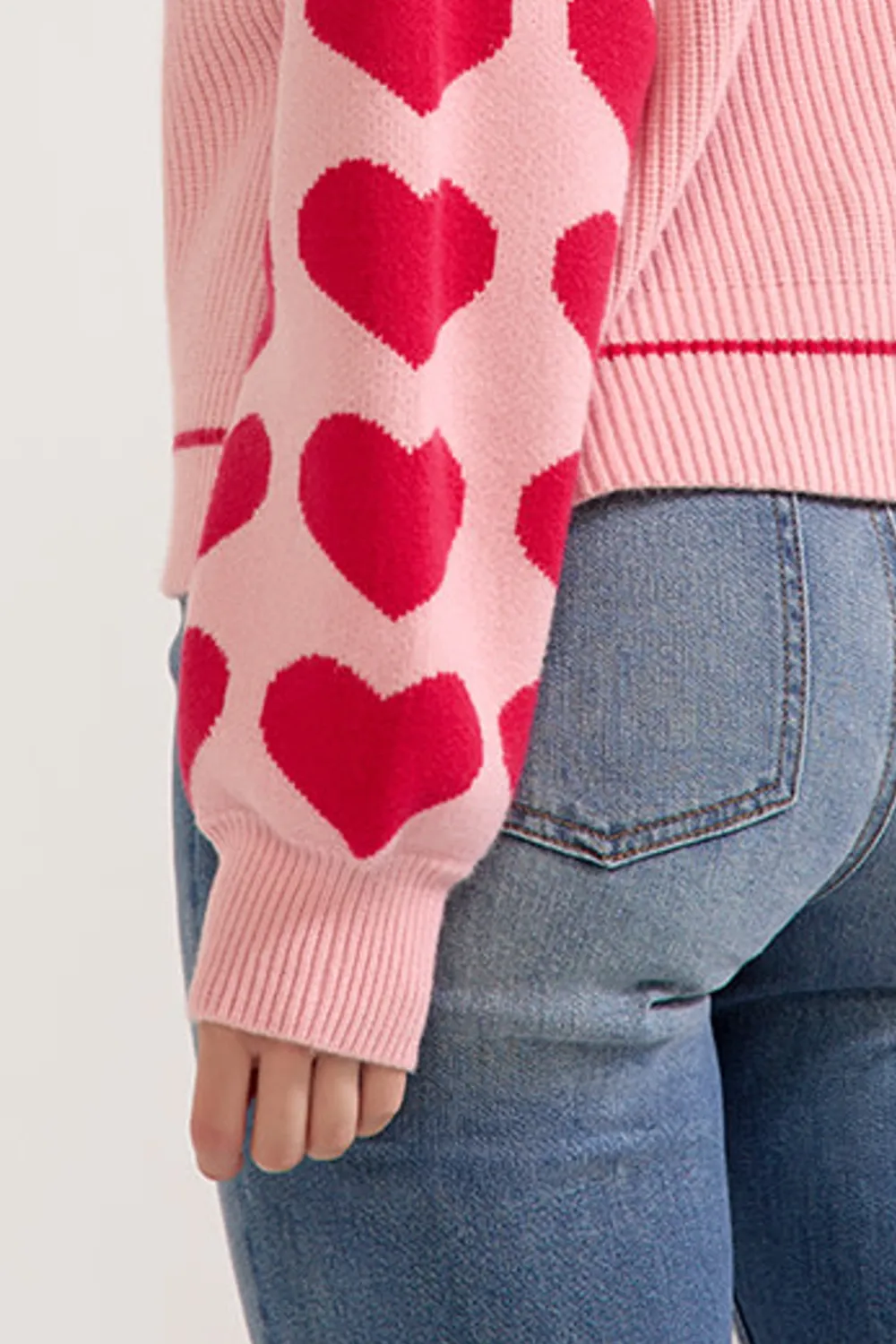 Deloris Heart Sleeve Pullover Sweater