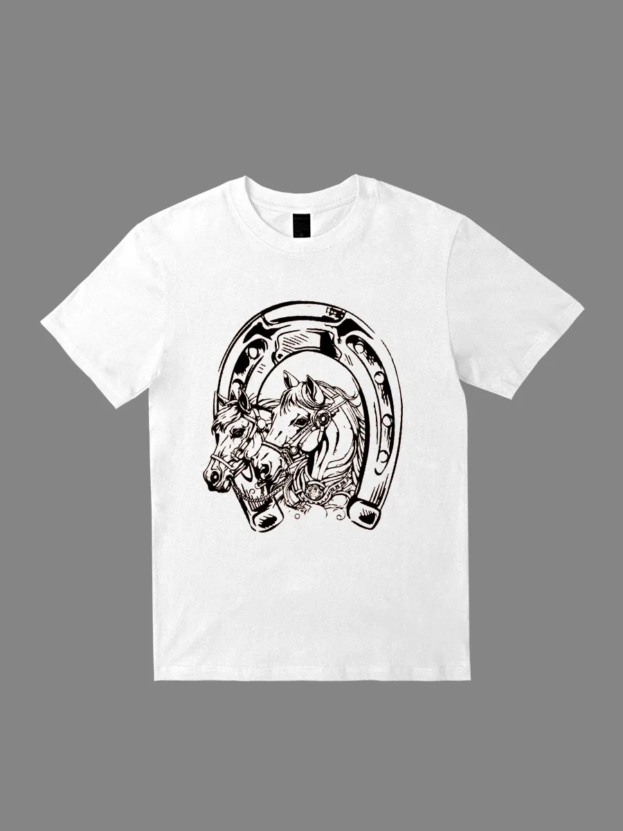 Western style horseshoe shaped T-shirt