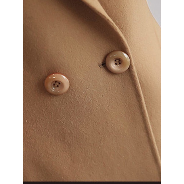 Women's Winter Coat Long Overcoat Double  Breasted Lapel Pea Coat Thermal Warm Windproof Trench Coat Stylish Contemporary Modern Jacket Long Sleeve with Pockets Black Yellow Red
