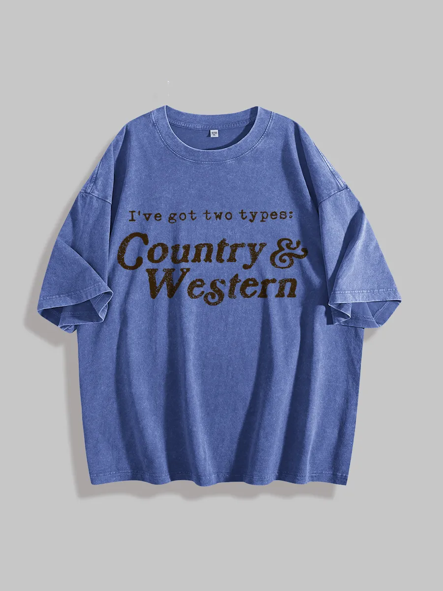 Distressed Country & Western Print Tee – Retro Style Essential