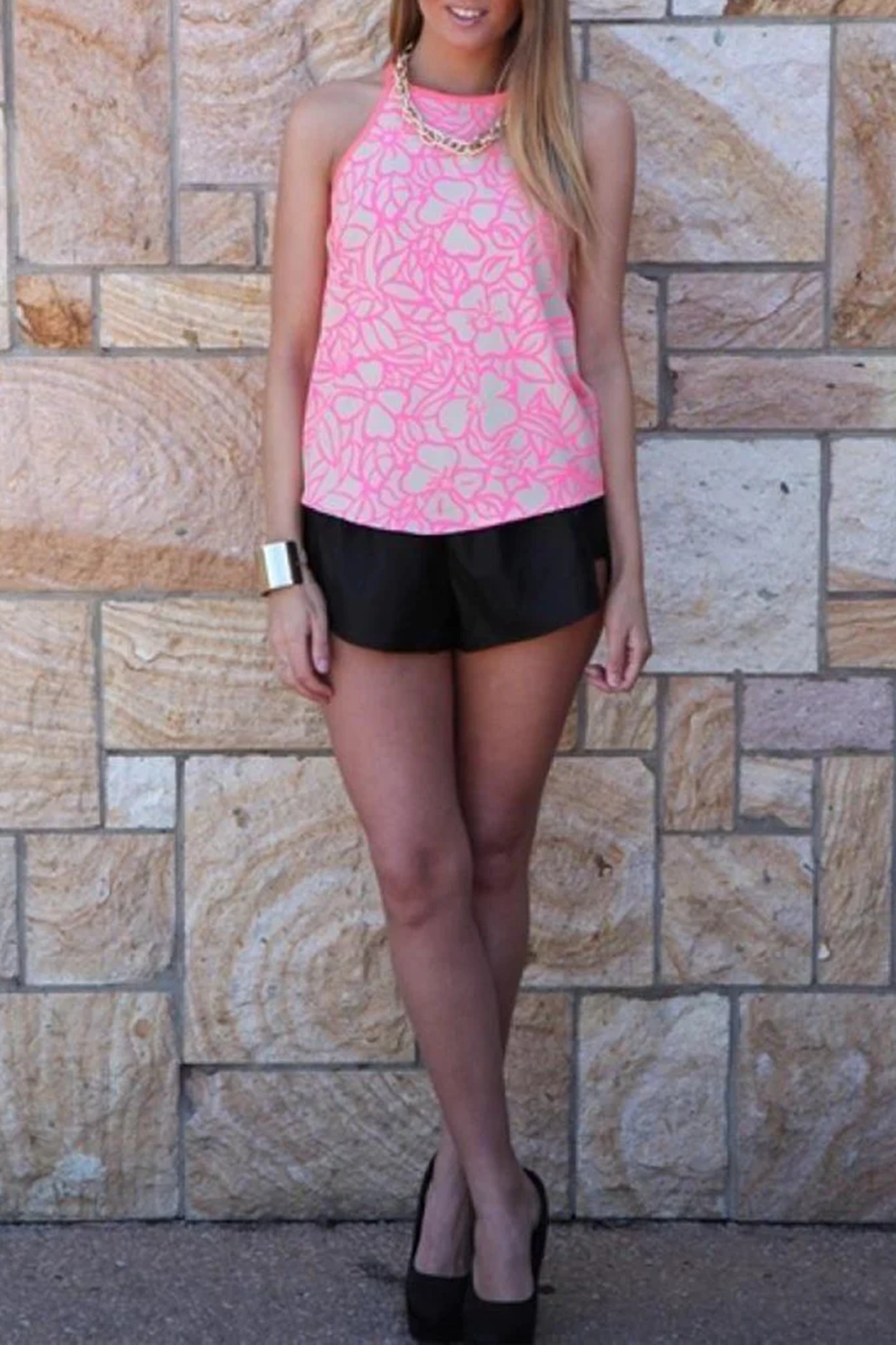 Julia Claire Print Top (Pink Print)