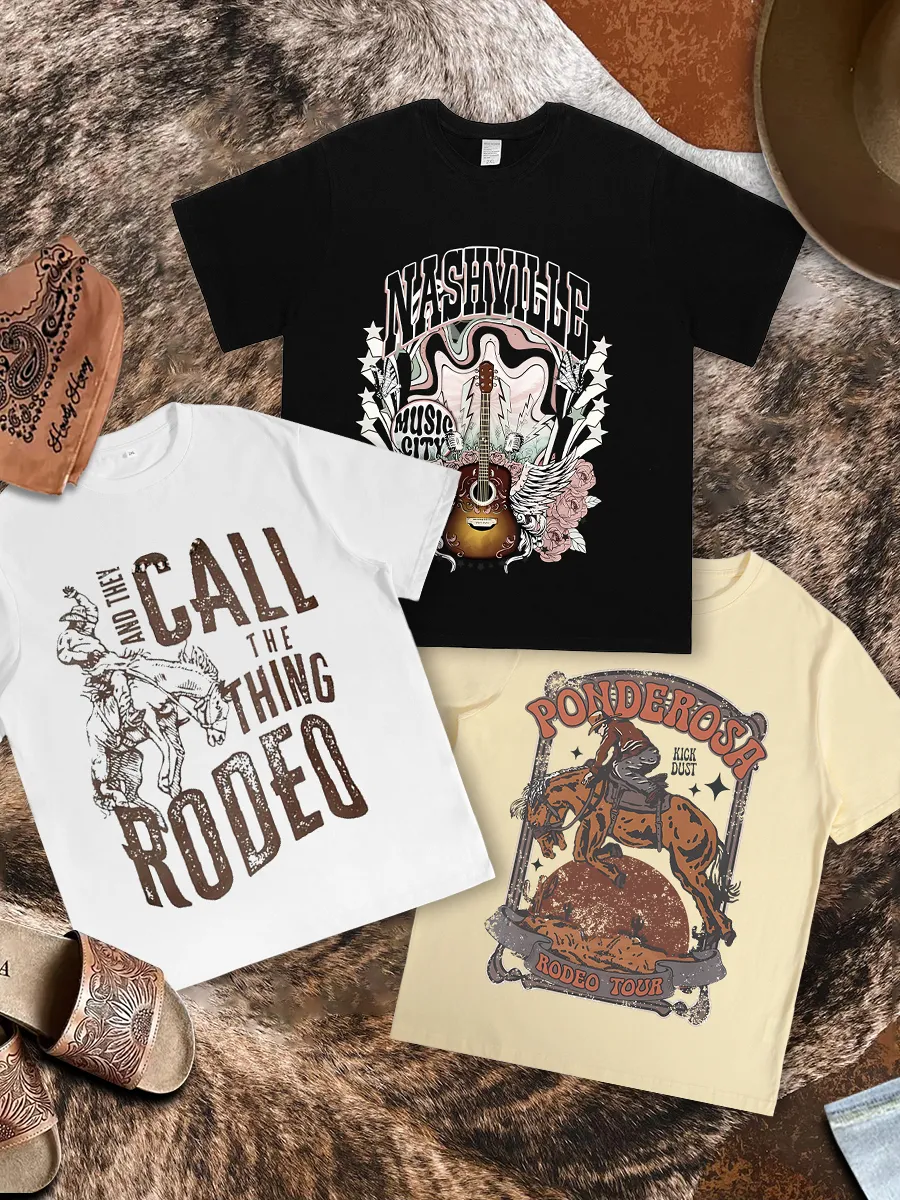 (3-Pack) Combination Western Country Music Festival Dreamy Cowboy Tour T-shirt