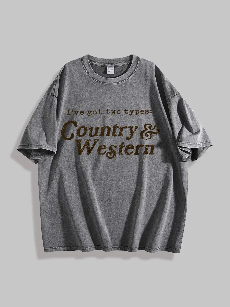 Distressed Country & Western Print Tee – Retro Style Essential