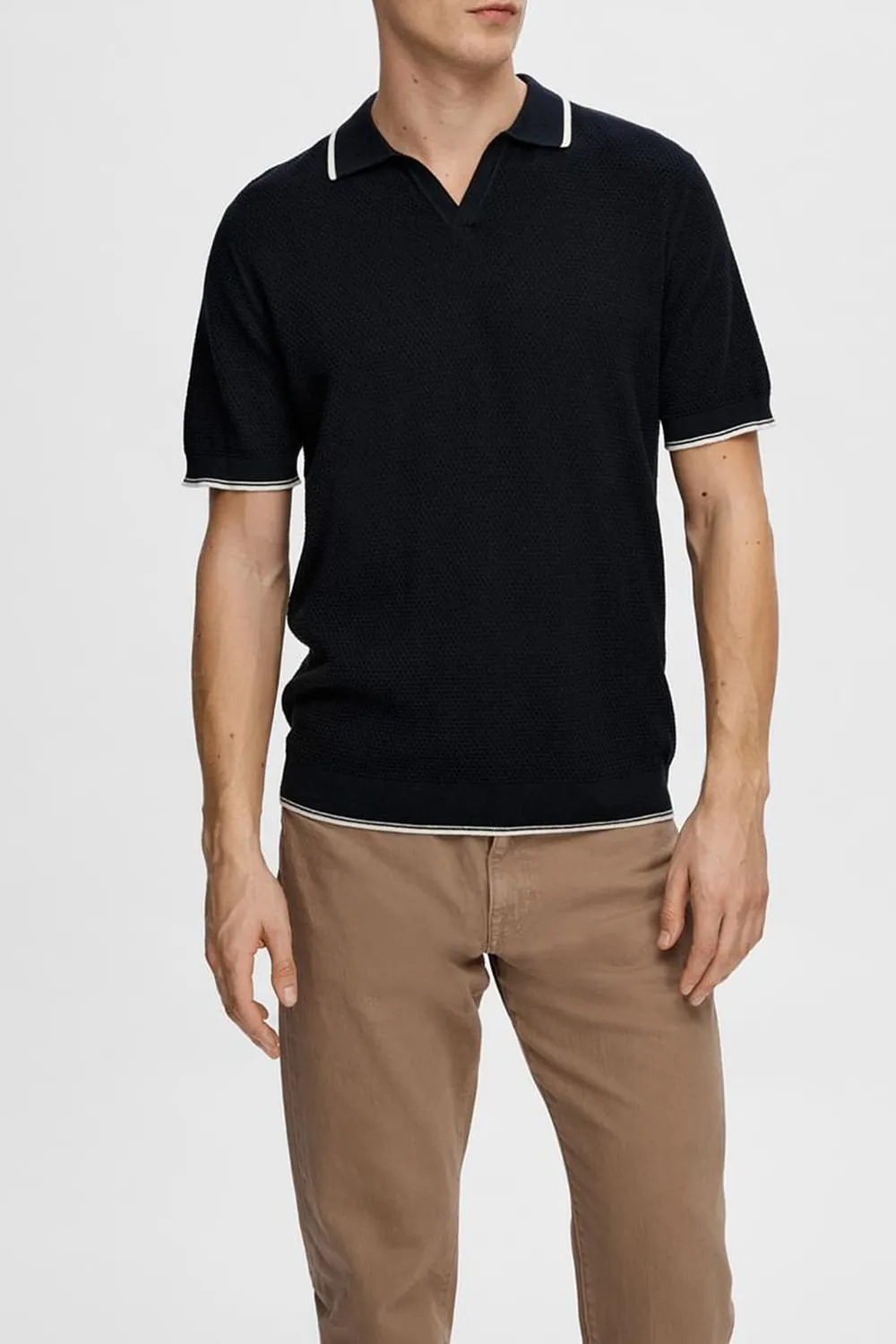 Dark Blue Knit Polo T-shirt