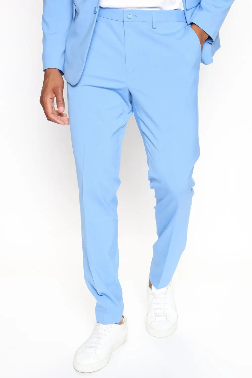 Side Hand Pockets Slim Trouser - Blue