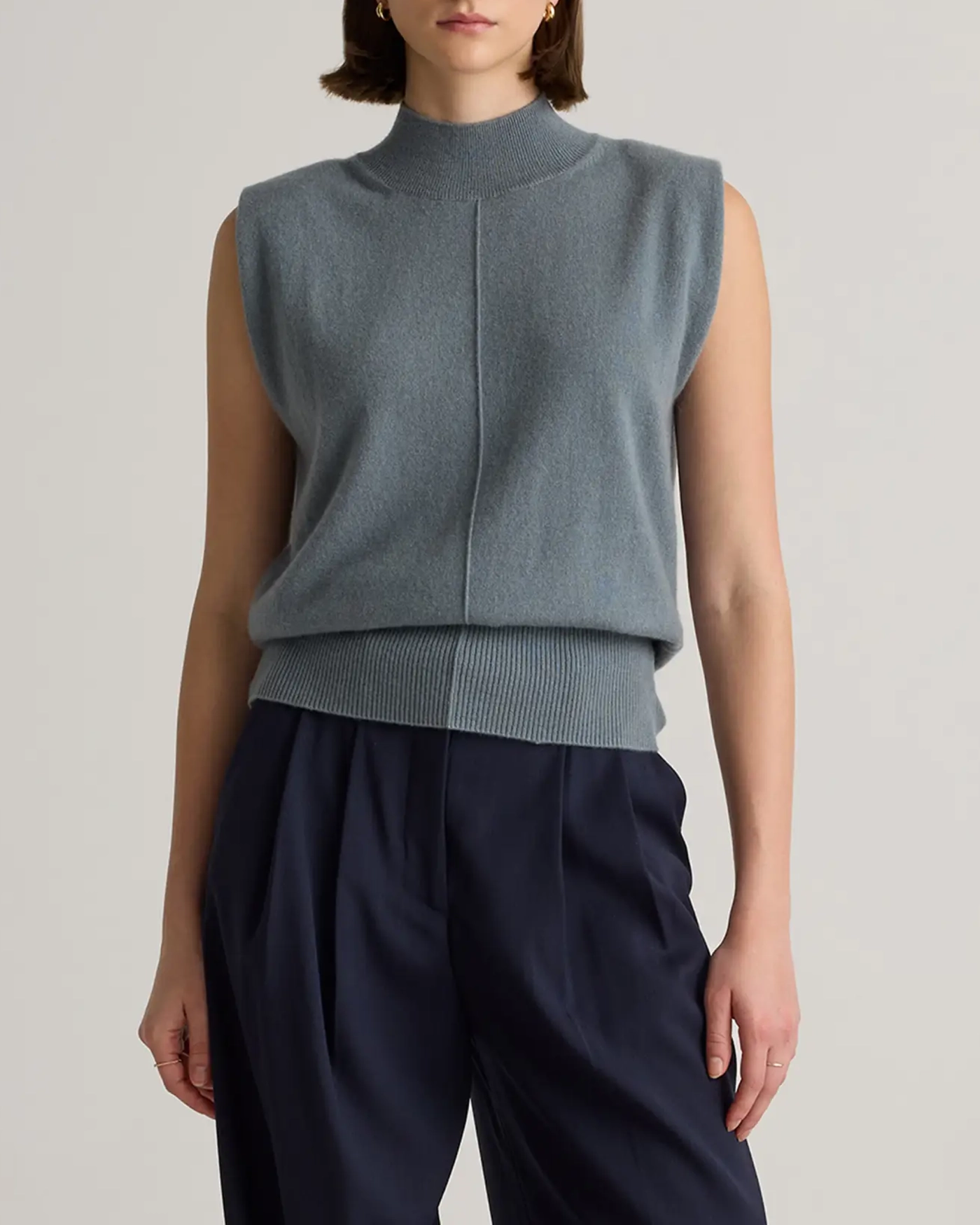 Padded-Shoulder Sweater Tank