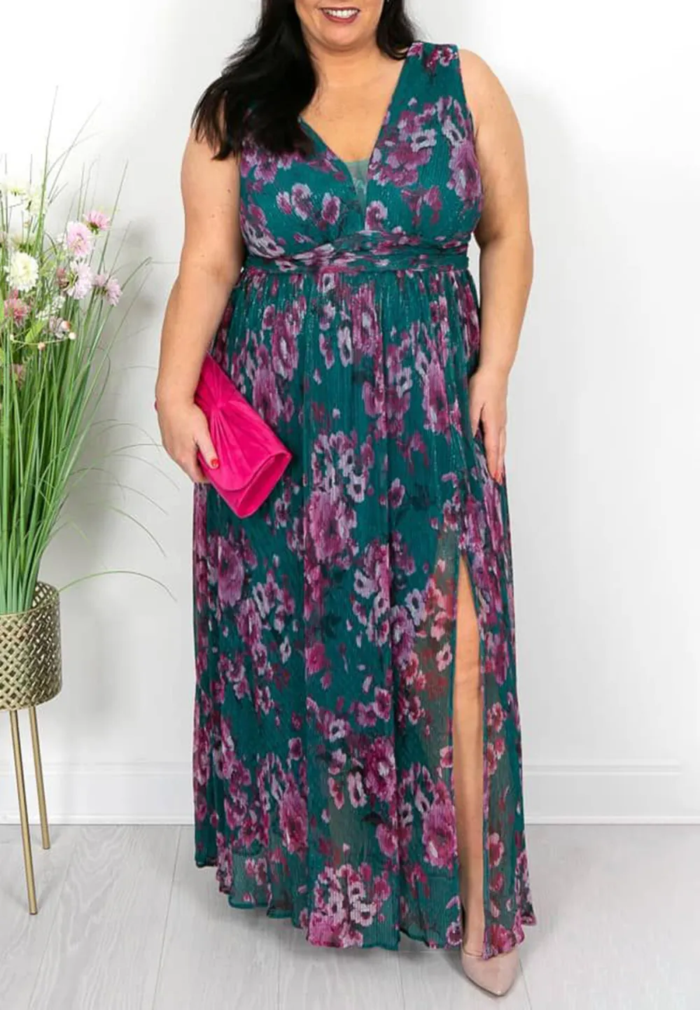 Emerald Green and Purple Lurex Maxi